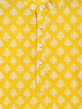 Load image into Gallery viewer, Campana Boys Palash Kurta Pyjama Set - Block Print - Lemon Yellow & White