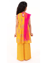 Load image into Gallery viewer, Campana Girls Falak Palazzo Set - Boota Blockprint - Yellow