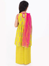 Load image into Gallery viewer, Campana Girls Falak Palazzo Set - Boota Blockprint - Lime Green