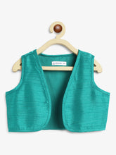 Load image into Gallery viewer, Campana Boys Mahiya Dhoti Kurta with Jacket Set - Sparkles Print - Blue & Green