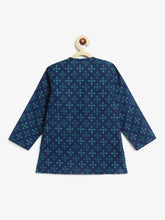 Load image into Gallery viewer, Campana Boys Mahiya Dhoti Kurta with Jacket Set - Sparkles Print - Blue & Green