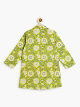 Load image into Gallery viewer, Campana Boys Nishant Kurta Pyjama with Jacket Set - Paisley & Floral Print- Lime Green