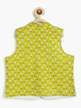 Load image into Gallery viewer, Campana Boys Nishant Kurta Pyjama with Jacket Set - Paisley & Floral Print- Lime Green