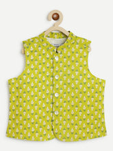 Load image into Gallery viewer, Campana Boys Nishant Kurta Pyjama with Jacket Set - Paisley & Floral Print- Lime Green