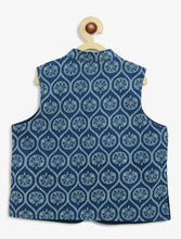 Load image into Gallery viewer, Campana Boys Nishant Floral Printed Cotton Kurta Pyjama Jacket Set - Navy Blue