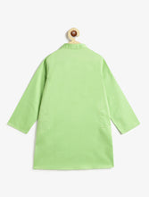 Load image into Gallery viewer, Campana Boys Nishant Cotton Kurta Pyjama with Embroidered Jacket Set - Pista Green