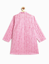 Load image into Gallery viewer, Campana Boys Nishant Kurta Pyjama with Jacket Set - Floral & Geometric Print - Light Purple