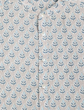 Load image into Gallery viewer, Campana Boys Mandarin Collar Cotton Shirt - Block Print - Grey & Blue