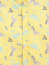 Load image into Gallery viewer, Campana Boys Mandarin Collar Cotton Shirt - Giraffes & Elephants - Yellow