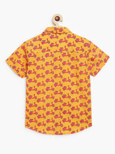 Load image into Gallery viewer, Campana Boys Yuki Short Sleeve Cotton Shirt - Scooter Print - Yellow