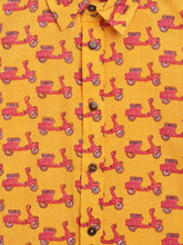 Load image into Gallery viewer, Campana Boys Yuki Short Sleeve Cotton Shirt - Scooter Print - Yellow