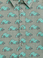 Load image into Gallery viewer, Campana Boys Yuki Short Sleeve Cotton Shirt - Car Print - Grey