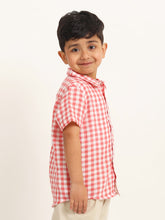 Load image into Gallery viewer, Campana Boys Yuki Short Sleeve Cotton Shirt - Checks - Red & White