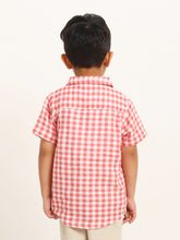 Load image into Gallery viewer, Campana Boys Yuki Short Sleeve Cotton Shirt - Checks - Red & White