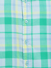 Load image into Gallery viewer, Campana Boys Yuki Short Sleeve Cotton Shirt - Checks - Green & Blue