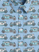 Load image into Gallery viewer, Campana Boys Yuki Short Sleeve Cotton Shirt - Vintage Car Print - Blue