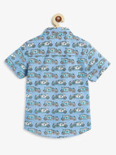 Load image into Gallery viewer, Campana Boys Yuki Short Sleeve Cotton Shirt - Vintage Car Print - Blue