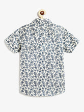 Load image into Gallery viewer, Campana Boys Yuki Short Sleeve Cotton Shirt - Tropical Print - White & Blue