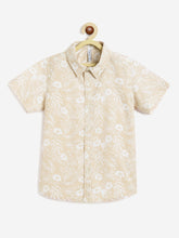 Load image into Gallery viewer, Campana Boys Yuki Short Sleeve Cotton Shirt - Hawaiian Print - White & Beige
