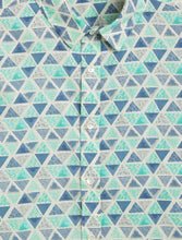 Load image into Gallery viewer, Campana Boys Yuki Short Sleeve Cotton Shirt - Triangle Print - Blue & Green