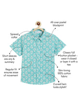 Load image into Gallery viewer, Campana Boys Yuki Short Sleeve Cotton Shirt - Block Print - Sky Blue