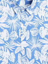 Load image into Gallery viewer, Campana Boys Yuki Short Sleeve Cotton Shirt - Hawaiian Print - Blue & White