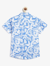 Load image into Gallery viewer, Campana Boys Yuki Short Sleeve Cotton Shirt - Hawaiian Print - Blue & White