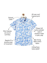 Load image into Gallery viewer, Campana Boys Yuki Short Sleeve Cotton Shirt - Hawaiian Print - Blue & White