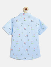 Load image into Gallery viewer, Campana Boys Yuki Short Sleeve Cotton Shirt - Mini Golf Print - Sky Blue