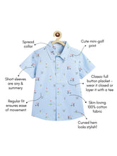 Load image into Gallery viewer, Campana Boys Yuki Short Sleeve Cotton Shirt - Mini Golf Print - Sky Blue