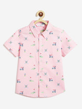 Load image into Gallery viewer, Campana Boys Yuki Short Sleeve Cotton Shirt - Mini Golf Print - Light Pink
