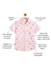 Load image into Gallery viewer, Campana Boys Yuki Short Sleeve Cotton Shirt - Mini Golf Print - Light Pink