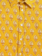 Load image into Gallery viewer, Campana Boys Yuki Paisley Print Short Sleeves Cotton Shirt - Mustard Yellow