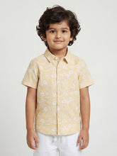 Load image into Gallery viewer, Campana Boys Pure Cotton Short Sleeves Tropical Print Beach Shirt - Beige