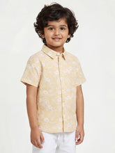 Load image into Gallery viewer, Campana Boys Pure Cotton Short Sleeves Tropical Print Beach Shirt - Beige
