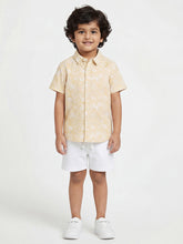 Load image into Gallery viewer, Campana Boys Pure Cotton Short Sleeves Tropical Print Beach Shirt - Beige