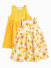 Load image into Gallery viewer, Campana Girls Amy Pack of 2 Printed Dresses - Flowers & Dots - Orange & White