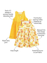 Load image into Gallery viewer, Campana Girls Amy Pack of 2 Printed Dresses - Flowers & Dots - Orange & White