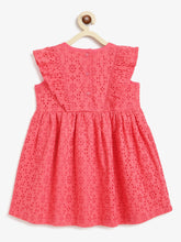 Load image into Gallery viewer, Campana Girls Janet Frilly Dress - Schiffli Embroidery - Rich Peach