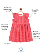 Load image into Gallery viewer, Campana Girls Janet Frilly Dress - Schiffli Embroidery - Rich Peach