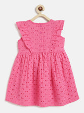 Load image into Gallery viewer, Campana Girls Janet Frilly Dress - Schiffli Embroidery - Ultra Pink