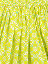 Load image into Gallery viewer, Campana Girls Papiha Lehenga Choli Set - Floral Lattice Print - Turquoise & Lime Green