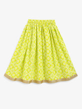 Load image into Gallery viewer, Campana Girls Papiha Lehenga Choli Set - Floral Lattice Print - Turquoise & Lime Green