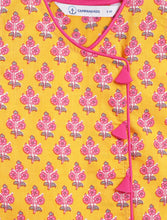 Load image into Gallery viewer, Campana Girls Papiha Lehenga Choli Set - Floral Print - Yellow & Pink