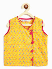 Load image into Gallery viewer, Campana Girls Papiha Lehenga Choli Set - Bandhini & Blockprint - Yellow & Magenta