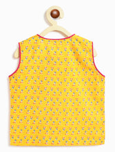 Load image into Gallery viewer, Campana Girls Papiha Lehenga Choli Set - Bandhini & Blockprint - Yellow & Magenta