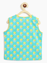 Load image into Gallery viewer, Campana Girls Papiha Lehenga Choli Set - Floral Print - Turquoise & Yellow
