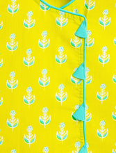 Load image into Gallery viewer, Campana Girls Papiha Lehenga Choli Set - Floral & Leheriya Print - Lime Green & Turquoise