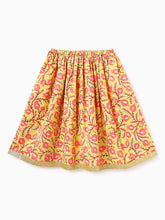 Load image into Gallery viewer, Campana Girls Papiha Pure Cotton Anaar Print Lehenga Choli Set - Yellow & Peach