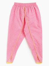 Load image into Gallery viewer, Campana Girls Sanah Dhoti Kurta Set - Floral Stalks Print - Yellow & Pink